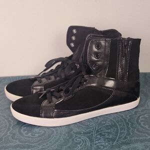 Pastry Black Suede & Patent Leather High Top Athletic Shoes Womens 8.5